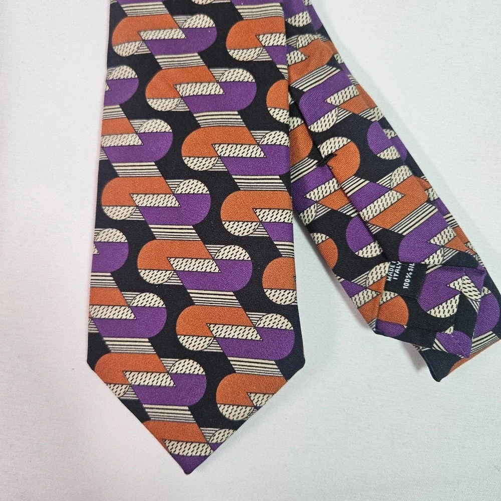 New Murano 100%‎ Silk Made in Italy Tie Men Geometric Print 3